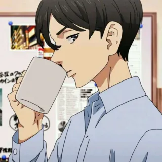 ☕️ ac7a7d0e Anime, Homem, Café, Xícara, Bebendo, Personagem telegram sticker