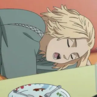 😴 fb657149 anime, dormindo, exausto, cansado, personagem, loira, boca aberta telegram sticker