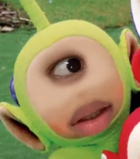 😦 425197aa Teletubby Teletubbies телепузики, замена лица, смешной, мем, детское шоу telegram sticker