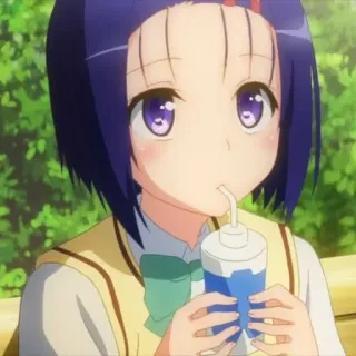 🎭 0d63c755 anime girl, drinking, purple hair, cute telegram sticker