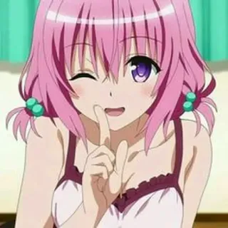 🎭 15baf945 anime, girl, pink hair, cartoon, smiling telegram sticker