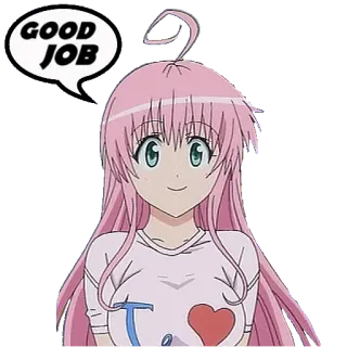 🧰 b08d156d GOOD JOB Anime, Kerja bagus, Selamat, Gadis anime, Rambut pink, Positif telegram sticker