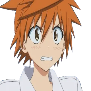 😬 b4de9d98 Anime, Kartun, Karakter, Potret, Rambut oranye, Terkejut, Ekspresi, Mata telegram sticker