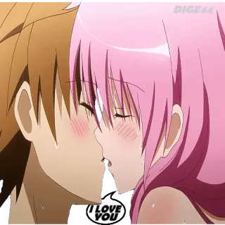 ❤️ b69d4571 I LOVE YOU Anime, Ciuman, Cinta, Romansa, Kasih sayang, Pasangan telegram sticker