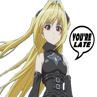 ⌚️ beec63f7 YOU'RE LATE anime, rambut pirang, perempuan, terlambat, gelembung ucapan telegram sticker
