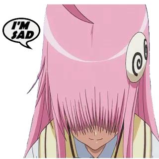 😥 c75897f2 I'M SAD sedih, anime, rambut merah muda, kartun telegram sticker
