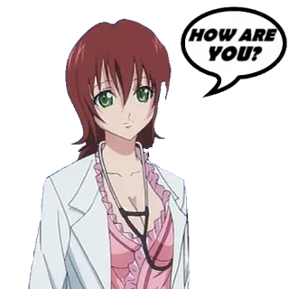 🤧 d58b8a97 HOW ARE YOU? Anime, Wanita, Dokter, Pertanyaan, Sapaan, Balon ucapan telegram sticker