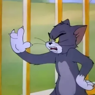 🖕 3b816ec2 Tom Cat Tom and Jerry dibujo animado, gato, gesto ofensivo, dedo corazón, enojado telegram sticker