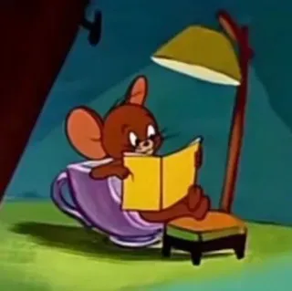 📙 79362e8f Jerry Mouse Tom and Jerry dibujo animado, ratón, leyendo, libro, lámpara telegram sticker