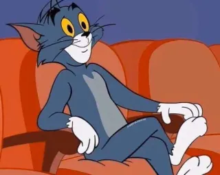 😳 2be7add8 Tom Cat Tom and Jerry kreskówka, kot, siedzący, zrelaksowany, animacja telegram sticker
