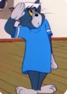 😬 444424bc Tom Cat kot, kreskówka, antropomorficzny, Tom i Jerry, postać, salutujący telegram sticker