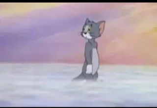 😬 672d1c62 Tom Cat Tom and Jerry kot, kreskówka, chmura, niebo, samotny, animowany telegram sticker