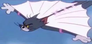 😠 897c2405 Tom Cat Tom and Jerry kot, kreskówka, latający, skrzydła, Kocurek Tom, Tom i Jerry telegram sticker