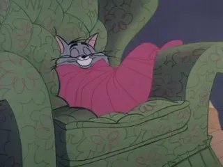 😴 c46c6419 Tom Cat Tom and Jerry kot, kreskówka, postać, śmieszne, śpiący, przytulny, krzesło telegram sticker