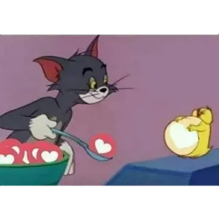 ❤ c9b400a2 Tom Tom and Jerry Kreskówka, Kot, Mysz, Miłość, Karmienie telegram sticker