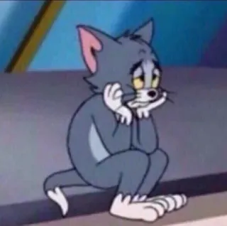😭 cd85b34b Tom Cat Tom and Jerry kreskówka, kot, smutny, myślenie, mem, Tom i Jerry telegram sticker