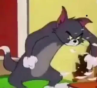 😠 d0ac7e22 Tom Cat Tom and Jerry kreskówka, kot, złość, frustracja, Tom telegram sticker