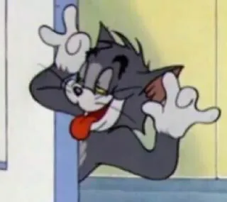🤪 ff520621 Tom Cat Tom and Jerry kreskówka, kot, śmieszne, język, gest, komedia, animacja telegram sticker