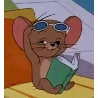 🈳 05f15e9b Jerry Tom and Jerry dibujos animados, ratón, leyendo, gafas de sol, relajación, animación telegram sticker