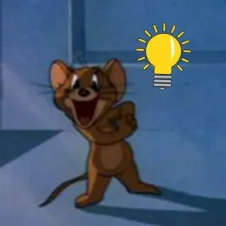 😤 231c02c2 Jerry Tom and Jerry dibujos animados, ratón, bombilla, idea, personaje, clásico telegram sticker