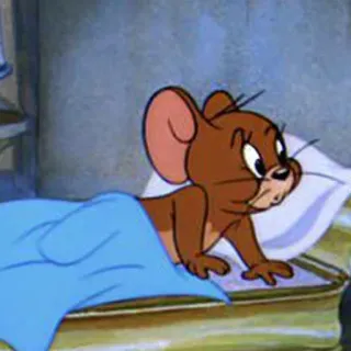 🍏 32138eb1 Jerry Mouse Tom and Jerry Dibujo animado, Ratón, Cama, Lindo, Dormilón, Animal telegram sticker