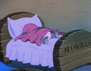 🍝 6bb6c690 NIBBLE Dibujo animado, Ratón, Durmiendo, Cama, Roer telegram sticker