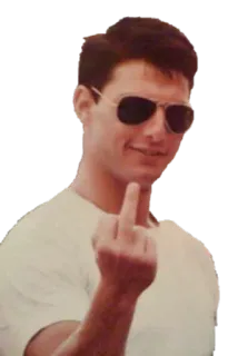 🖕 d71854f0 Tom Cruise Top Gun acteur, middelvinger, gebaar, film, piloot telegram sticker