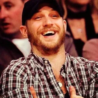 😂 2554a054 Tom Hardy ator, homem, feliz, sorriso telegram sticker