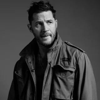 😒 aa3667a2 Tom Hardy ator, homem, retrato, preto e branco, celebridade telegram sticker