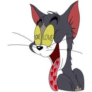 😍 2ef576c6 Tom Cat Tom and Jerry LOVE LOVE gatto, amore, cuori, cartoni animati, tom e jerry whatsapp sticker