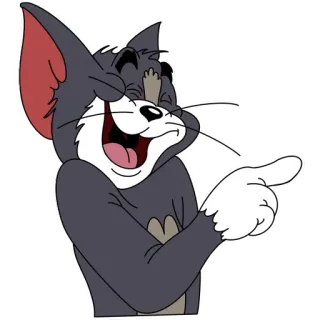 😆 3350895d Tom Cat Tom and Jerry gatto, cartone animato, ridere, indicare, felice whatsapp sticker