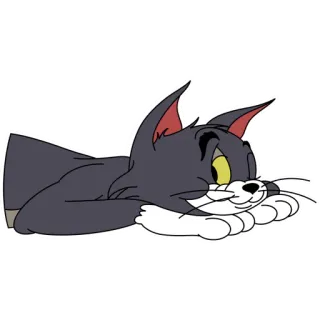 👁 d6cf9a39 Tom Cat Tom and Jerry gatto, cartone animato, pigro, stanco, annoiato whatsapp sticker