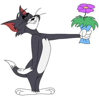 🌺 f8a32771 Tom Cat Tom and Jerry gatto, fiori, cartoni animati, carino, animato whatsapp sticker