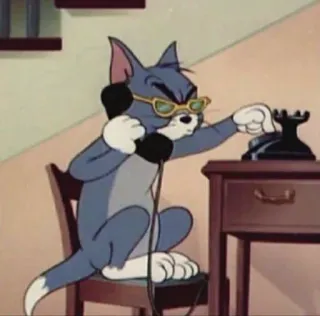 🔗 9f5eb1b0 Tom Cat Tom and Jerry мультфильм, кот, телефон, очки, анимированный, персонаж telegram sticker