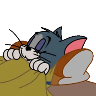 😊 dc5b79ac Tom Cat Tom, kucing, kartun, tidur, selimut whatsapp sticker