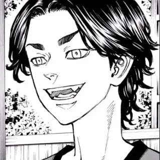 🎭 75d5686d Anime, Manga, Portrait, Souriant, Noir et blanc, Personnage telegram sticker