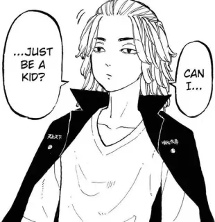 🎭 b8ac858a Mikey Tokyo Revengers ...JUST BE A KID? CAN I... animé, manga, personnage, ado, question telegram sticker