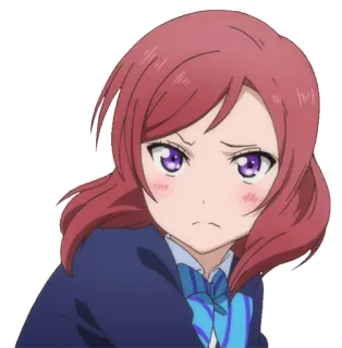 😢 5d845555 Maki Nishikino Love Live! 动漫, 女孩, 校服, 西木野真姬, Love Live, 可爱, 生气 telegram sticker