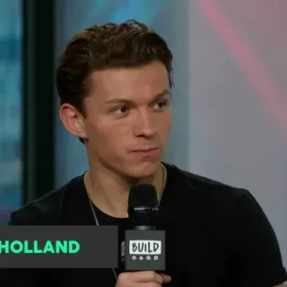 😐 07d15aa7 Tom Holland HOLLAND Tom Holland, actor, celebrity, Build, interview, microphone telegram sticker