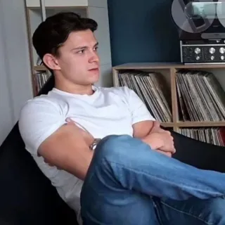 😐 cd1a9ca4 Tom Holland actor, man, celebrity, portrait, casual wear telegram sticker