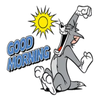 ☺️ 6af836c4 Tom Tom and Jerry GOOD MORNING cartoon, kat, ochtend, zon, groet whatsapp sticker