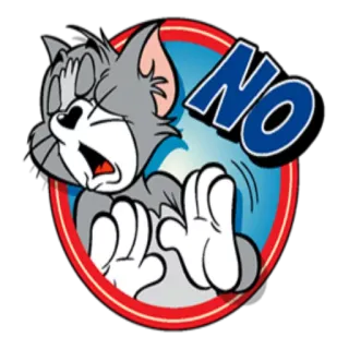 😔 730a8a85 Tom Tom and Jerry NO cartoon, kat, afwijzing, nee, afkeuring whatsapp sticker