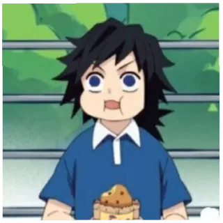🌊 0d85de2b Giyu Tomioka Demon Slayer アニメ, 鬼滅の刃, 冨岡義勇, かわいい, 食べる telegram sticker