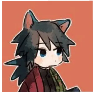 🌊 6411ac81 Giyu Tomioka Demon Slayer アニメ, 鬼滅の刃, 冨岡義勇, ちびキャラ, かわいい, 猫耳 telegram sticker