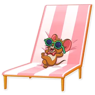 😎 2f374635 Jerry Mouse Tom and Jerry hoạt hình, chuột, kính râm, ghế bãi biển, mùa hè whatsapp sticker