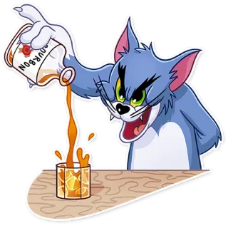 🥃 b47bbc18 Tom Cat Tom and Jerry OURBON mèo, hoạt hình, bourbon, rượu, đồ uống, tom whatsapp sticker