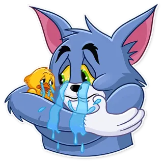 😢 ee33f331 Tom Cat Tom and Jerry hoạt hình, mèo, khóc, buồn, tình bạn, hoạt họa, nhân vật whatsapp sticker