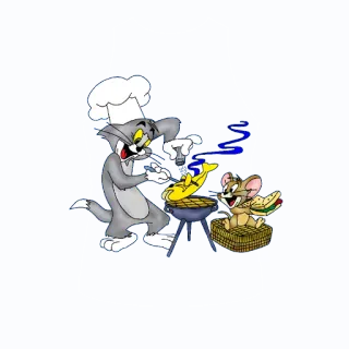 🍔 32ad4f0c Tom & Jerry desenho animado, gato, rato, chef, churrasco, comida, cozinhar telegram sticker