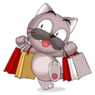 🛍 2c145bad kat, winkelen, tassen, schattig, cartoon, dier telegram sticker