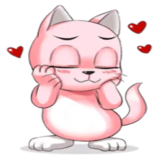 ☺️ 3c4d1d03 kat, schattig, hartjes, roze, kawaii, cartoon telegram sticker
